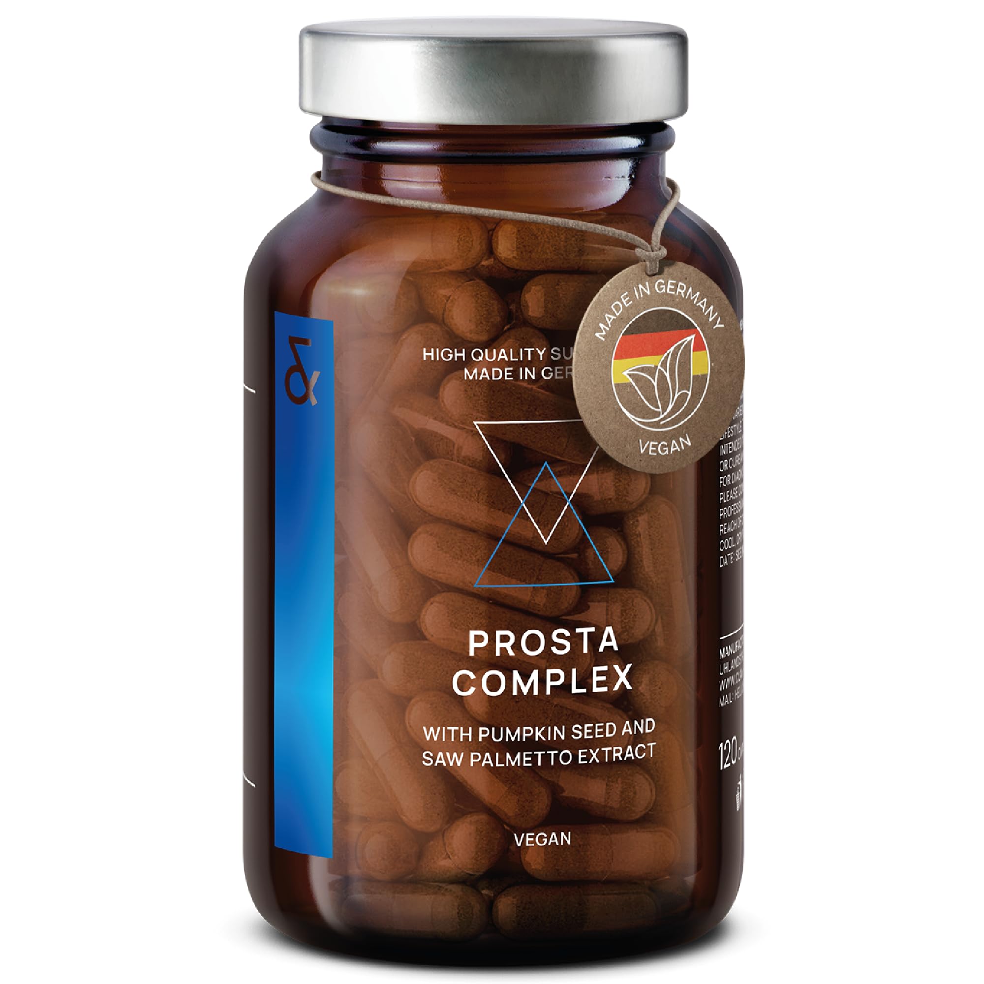 Prostate et Confort Urinaire - Saw Palmetto + Pépin de Courge + Ail Noir + Ortie + Broccoli + Granade + Zinc & Sélénium - 120 Gélules - Prosta Complex pour Homme