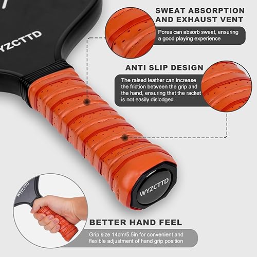 Miniatura 5 de Juego de paletas de pickleball de fibra de carbono, 2 unidades con 2 bolas y bolsa portátil, palas de pickleball ligeras para mujeres y hombres,