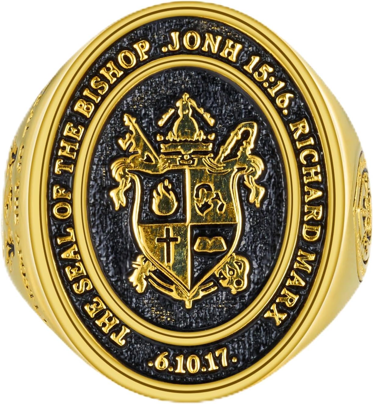 callie Custom Signet Ring - Engraved Text & Photo, Personalized Family Crest Coat Of Arms Rings, Sterling Silver/Brass | Jewelry Gifts for Men & Women