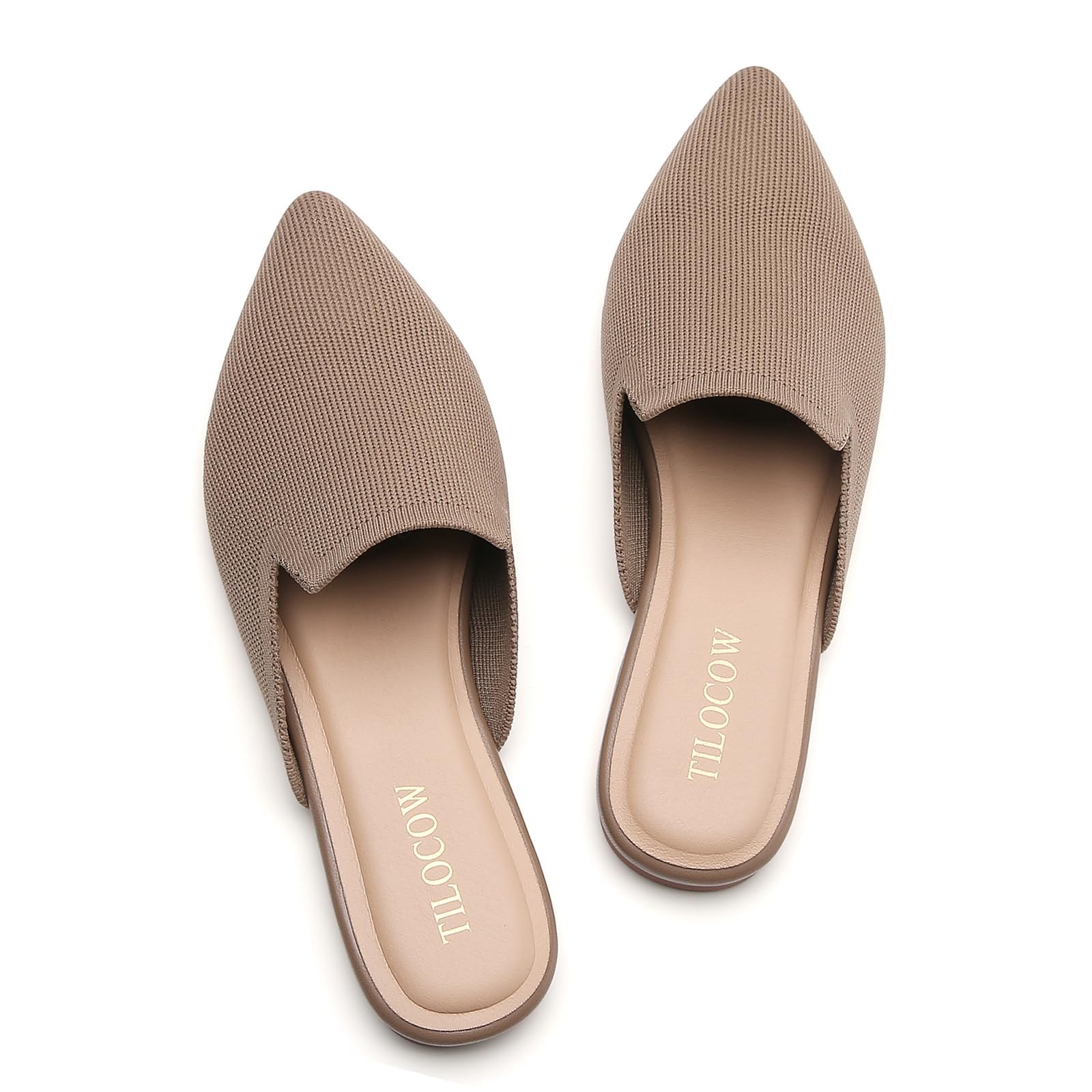 Tilocow Knit Mules Office Slip on Loafers Business Casual Flats for Women