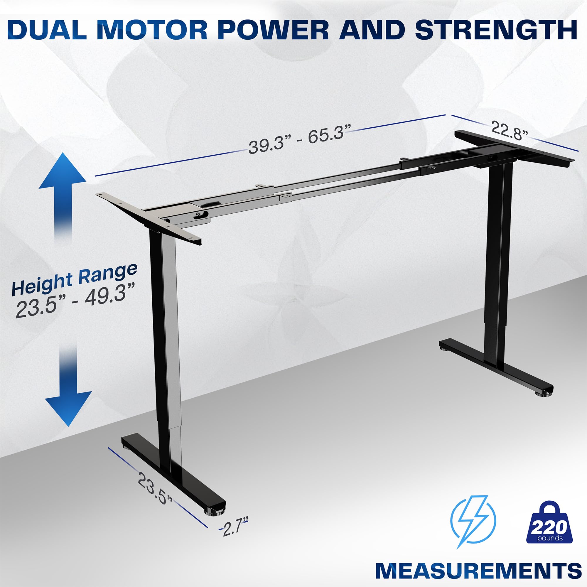 VIVO Electric Dual Motor Stand Up Desk Frame for 40 to 85 inch Table Tops Frame Only 3 — view 3
