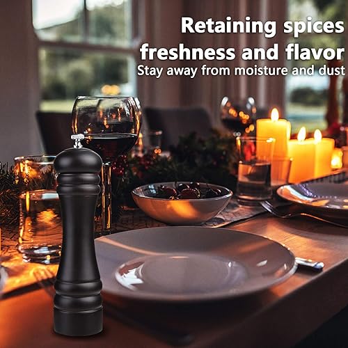 Miniatura 6 de Molinillo de pimienta negro molinillo de pimienta molino de madera recargable de acero inoxidable mecanismo de grosor ajustable