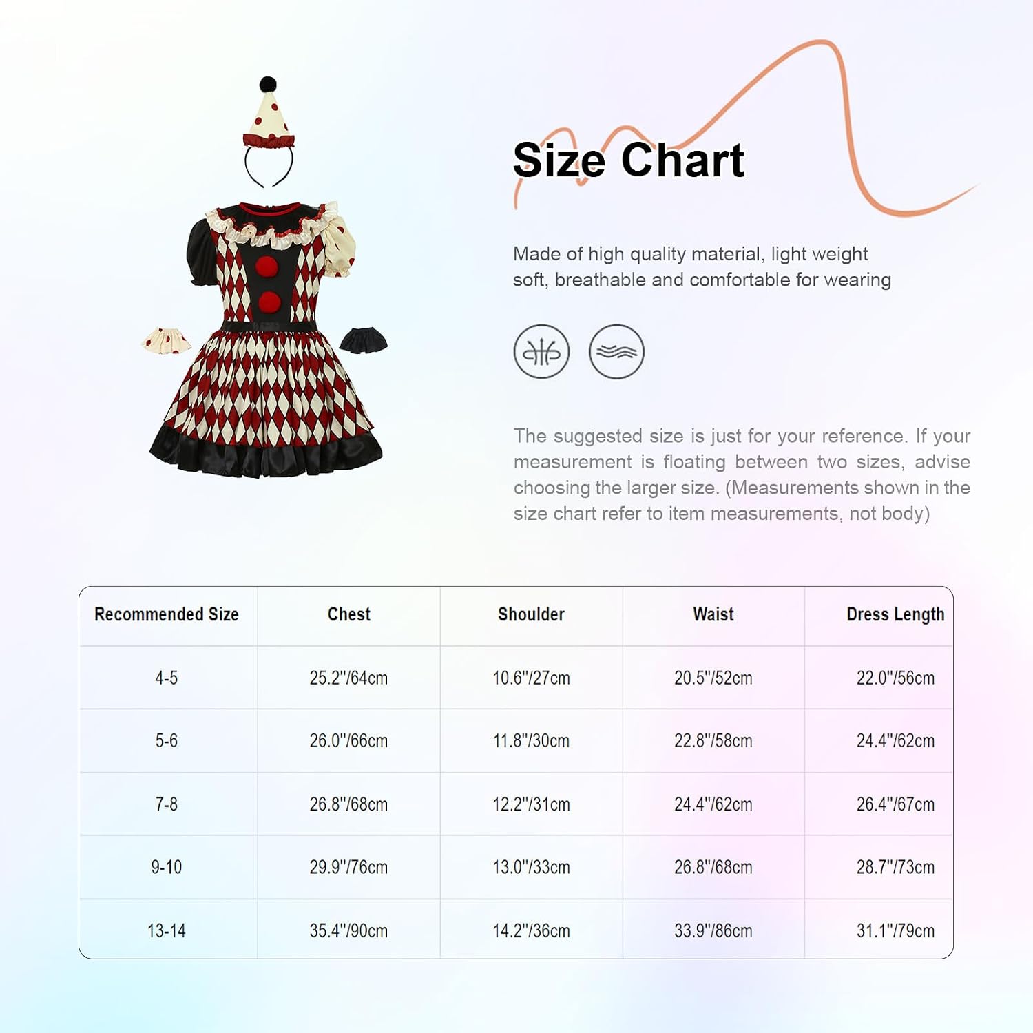 Girls Stage Dance Clown Dress Seasonal Event Stage Show | Comfortable & Breathable Fabric,Perfect for Multiple Occasions,Gathering Wear,Indoor Event,Themed Exhibition,Teen Activity