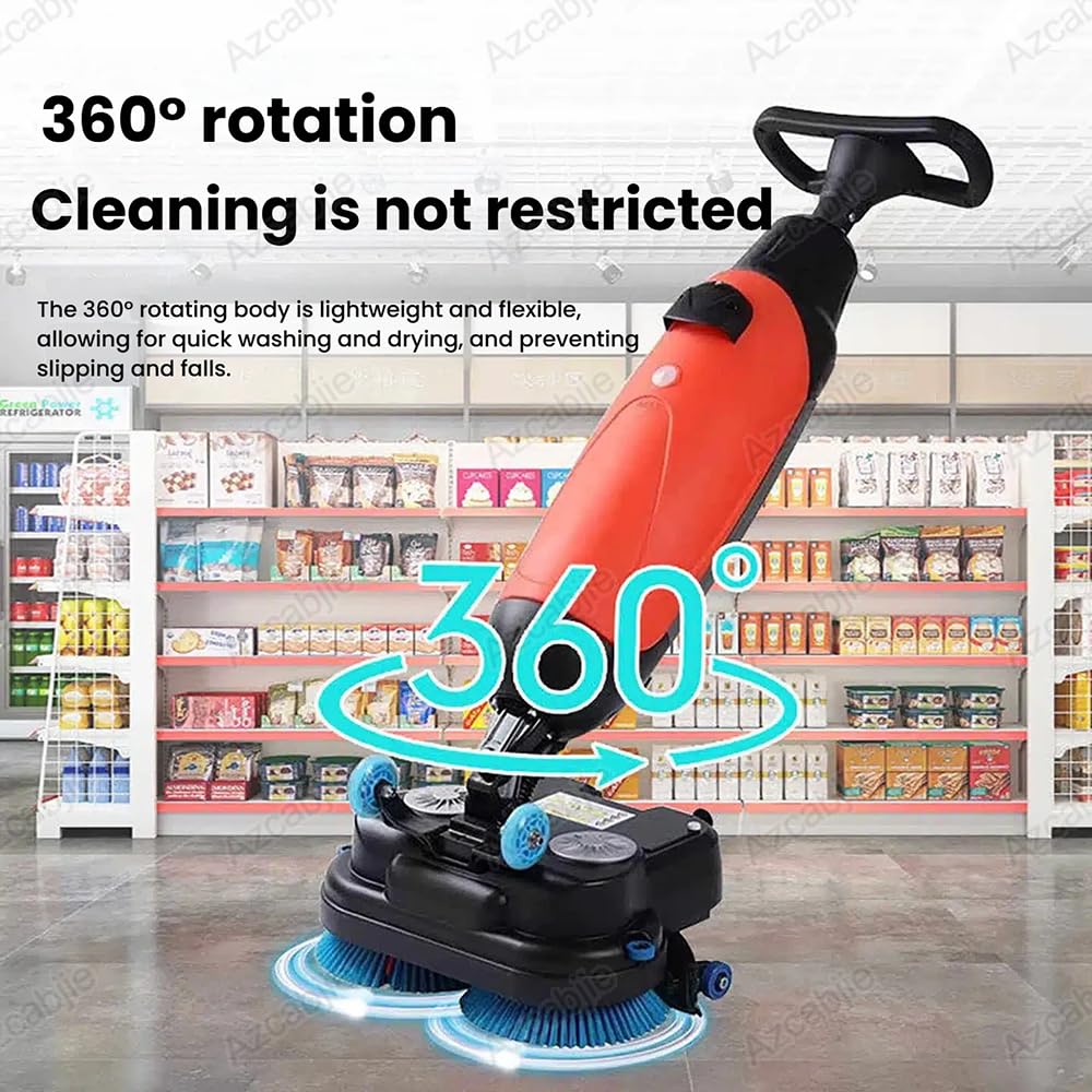 Máquina de limpieza de suelos comercial, limpiador de alfombras resistente con ancho de limpieza de 17 pulgadas, cabezal giratorio de 360° para azulejos, suelos de madera dura, mármol