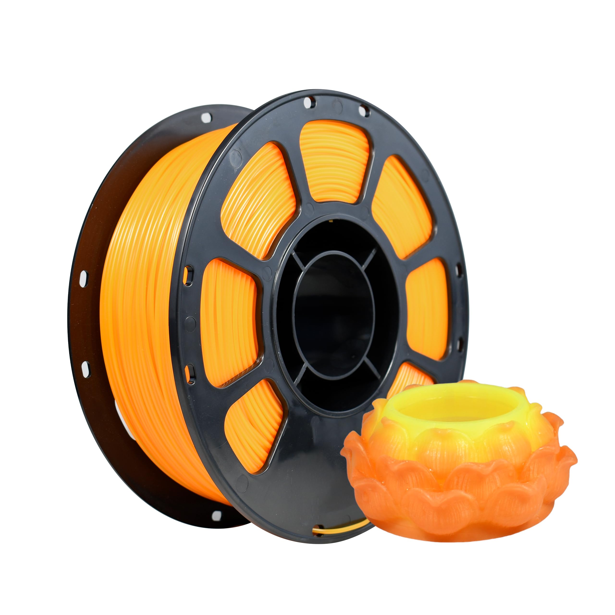 iBOSS 3D Printer Filament, Temperature Color Change PLA+ Filament 1.75mm+/-0.02mm, Neatly Wound 3D Printing Filament, Fit for Most FDM 3D Printers, 1KG Spool. (Orange to Yellow)