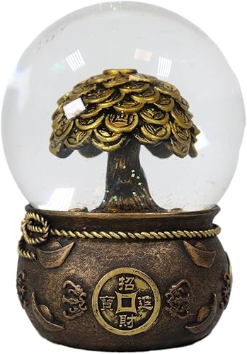 Miniatura 2 de Ebros Gift Feng Shui Golden Money Árbol de la prosperidad Riqueza Fortuna Suerte y Abundancia Globo de Agua Decoración Talismán Figurilla Árboles de