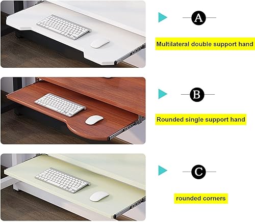 Miniatura 3 de V3VOGUE Extensor de escritorio, bandeja para teclado y cajón debajo del escritorio, estante ergonómico multiusos de almacenamiento, con soporte de