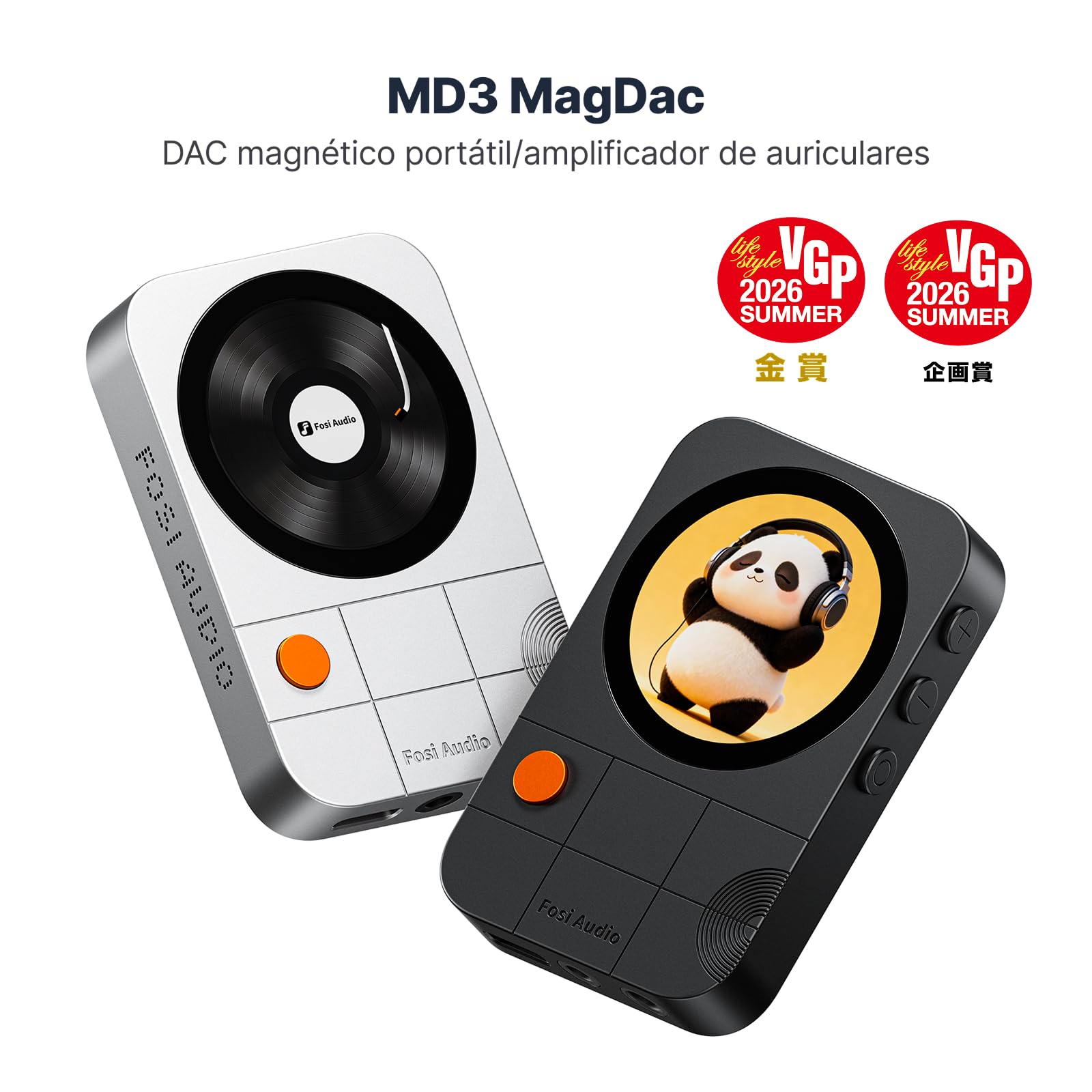 Fosi Audio MD3 Amplificador DAC Magnético Portátil, Dongle DAC HiFi con Pantalla 1,28", ES9039Q2M, Salidas 3,5/4,4mm, PCM 32bit/384kHz, DSD256, Mini Amplificador Auriculares para Móvil/PC (Negro)