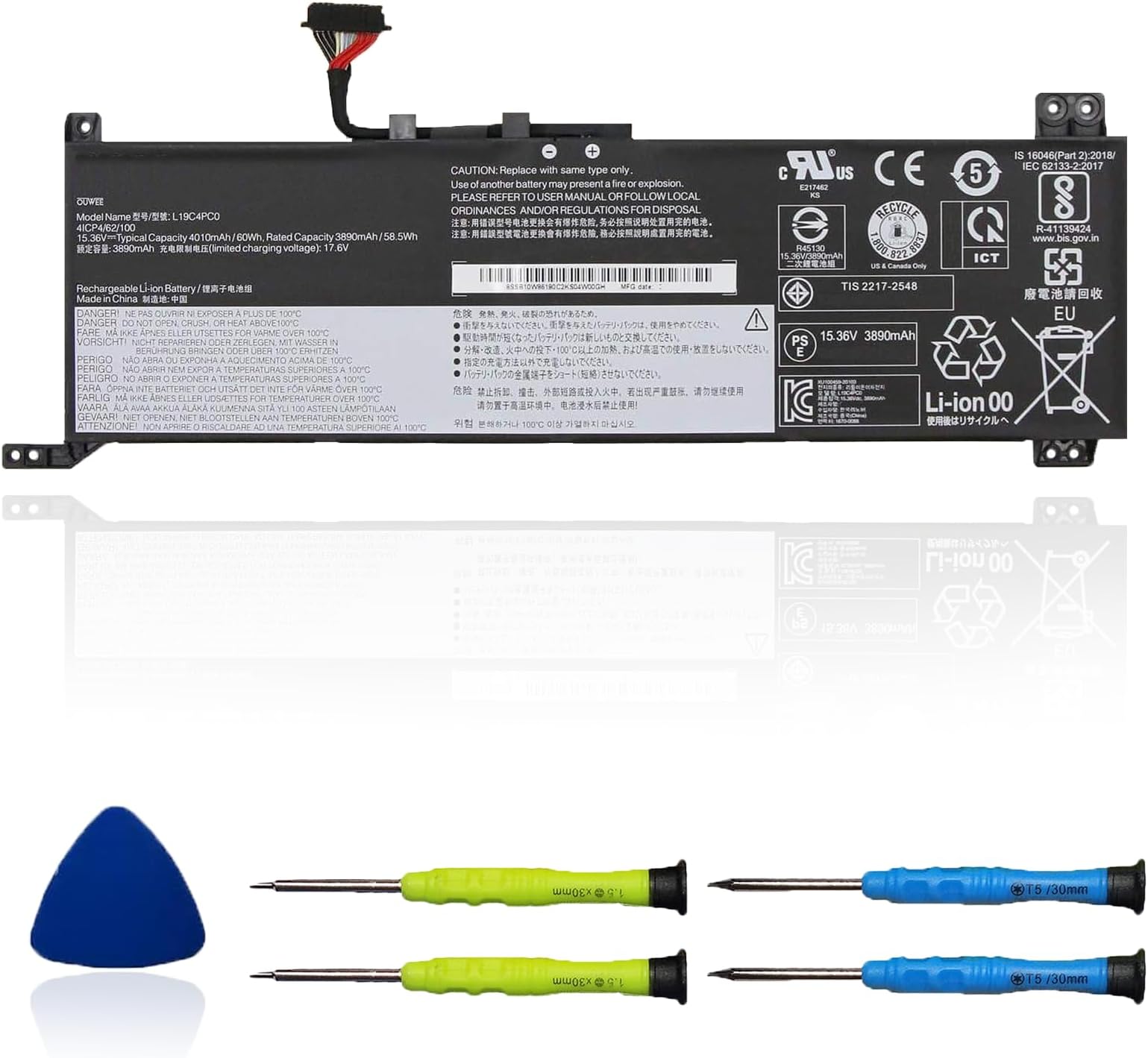 L19M4PC0 L19C4PC0 Laptop Battery Compatible with Lenovo Legion 5P-15IMH05 Legion 5-15IMH05 5-15ARH05 Series 5B10W86196 L19M4PC0 5B10W86195 L19M4PC1 5B10W86192 L19C4PC1 5B10W86194 15.36V 60Wh