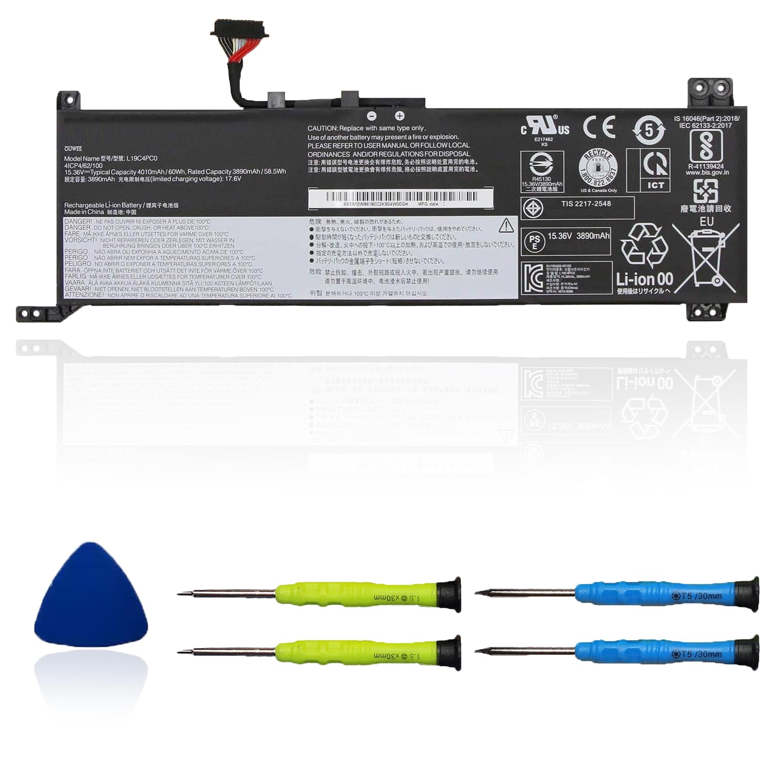 L19M4PC0 L19C4PC0 Laptop Battery Compatible with Lenovo Legion 5P-15IMH05 Legion 5-15IMH05 5-15ARH05 Series 5B10W86196 L19M4PC0 5B10W86195 L19M4PC1 5B10W86192 L19C4PC1 5B10W86194 15.36V 60Wh