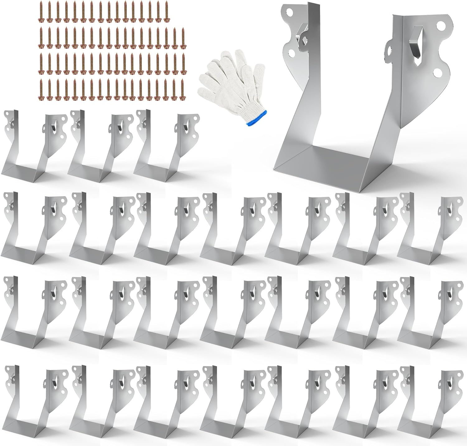 25 Pack 2x6 Joist Hangers with Screws, Galvanized Face Mount Rafter Brackets for Wood, Hurricane Ties for Rafters and Deck Connectors for Floor Shed Barn Coop Porch Truss Deck and Ceiling Joists