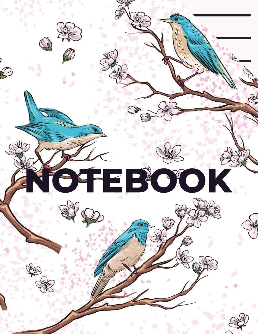 Low Vision Paper Notebook: Bold Black thick Lines - 3/4 Inch lines spacing - 8.5" x 11" - 102 pages - for Visually Impaired or Legally Blind People - chinese birds illustration cover design Paperback – December 23, 2019