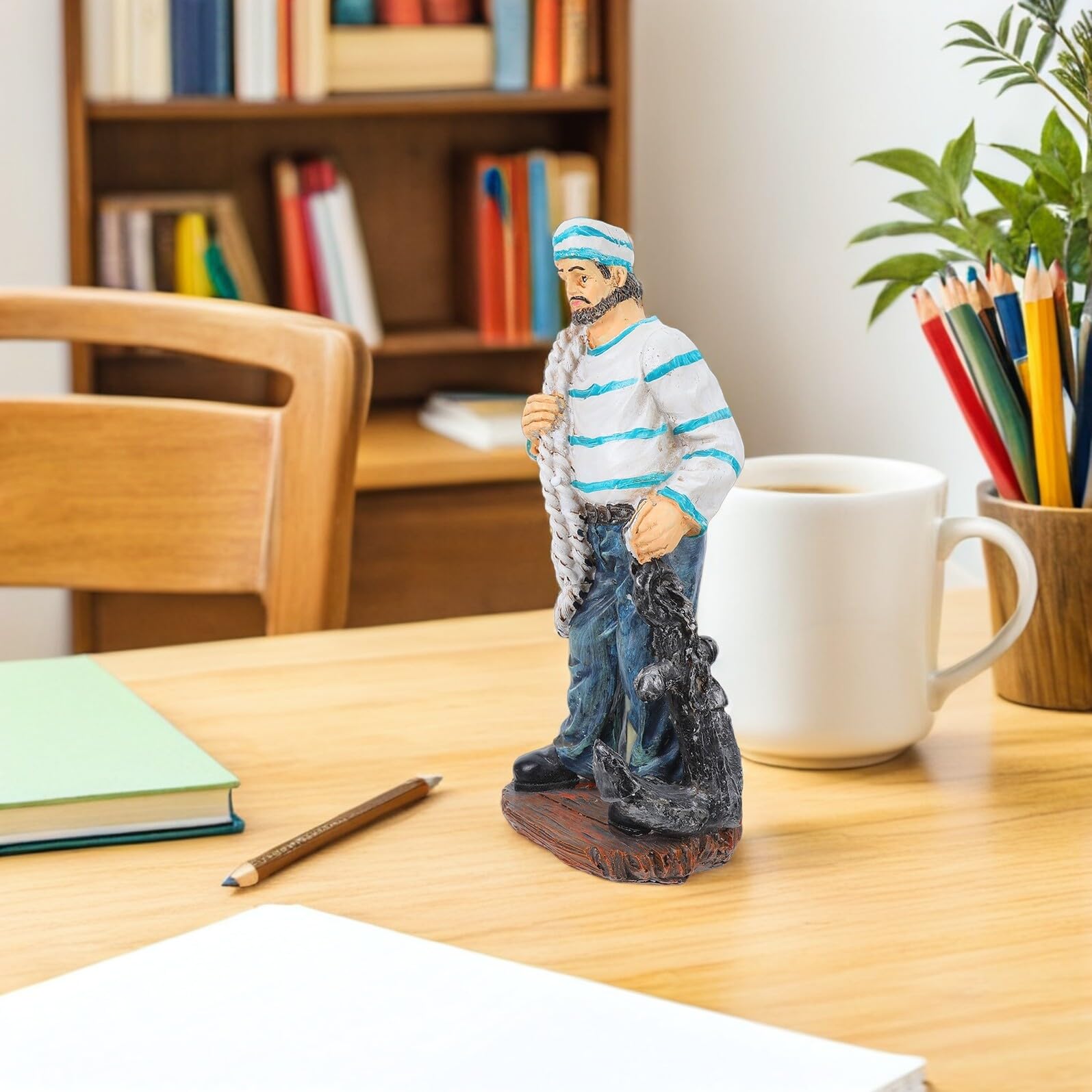 Levemolo Statuetka Kapitana Marine Dekoracja Domu Ozdoba Z Żywicy Statuetka Kapitana Morskiego Miniaturowy Marynarz Figurka Dekoracyjna Mediterranean Marine Małe Figurki Marynarzy