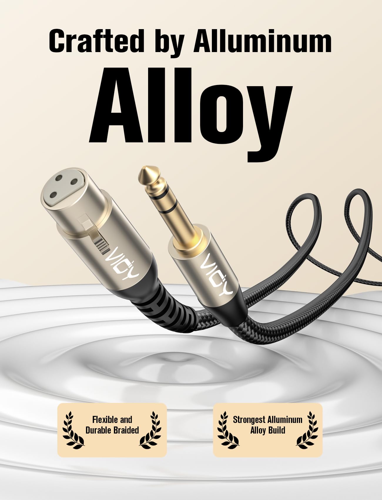VIOY XLR to 6.35mm Cable 2M, 1/4 Inch TRS to XLR Female Balanced Microphone Cable for Mixers Amplifiers, Speakers - Image 3