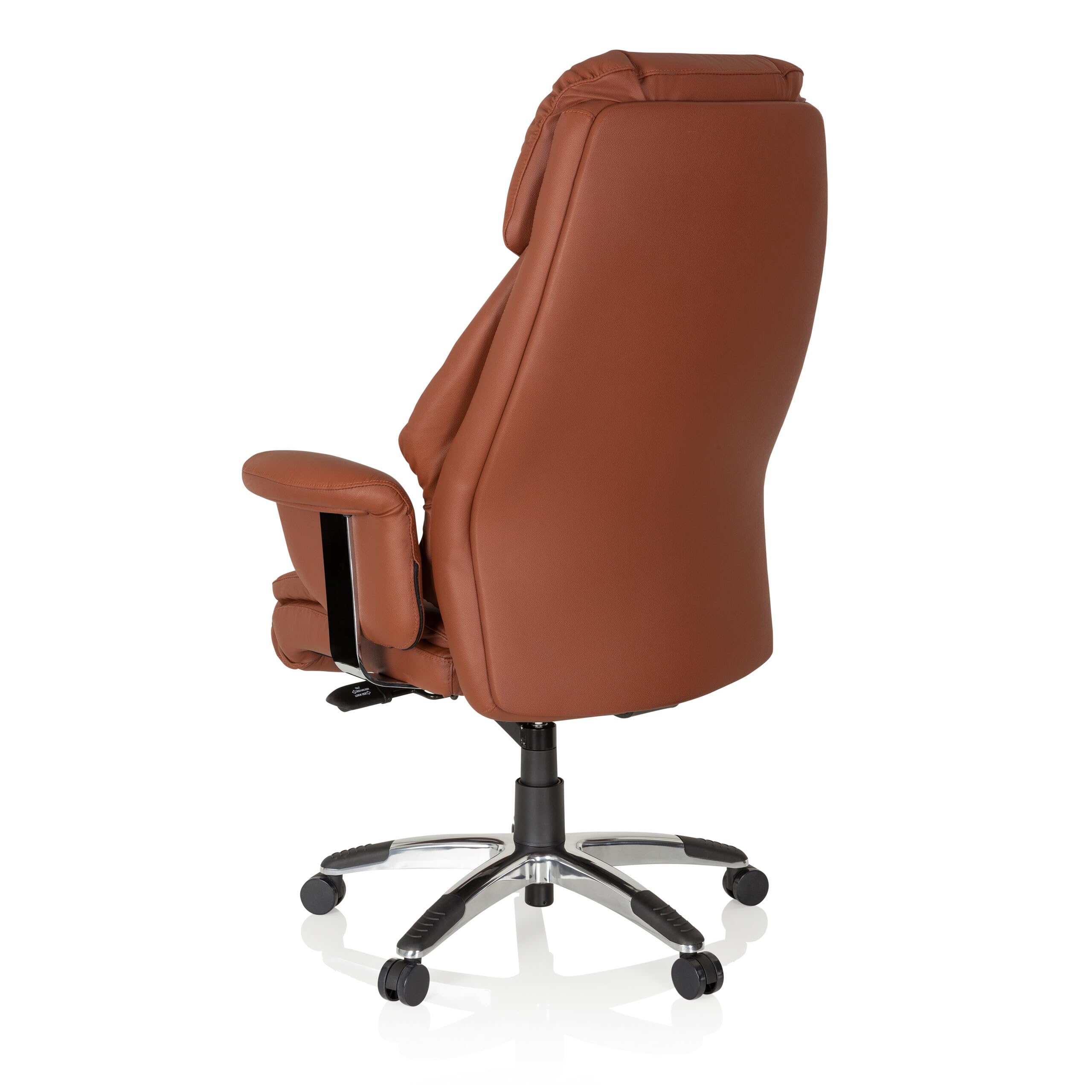 hjh OFFICE 608220 XXL Chefsessel Prado Echt Leder Braun Bequemer Bürosessel mit Dicker Polsterung, hohe Rückenlehne