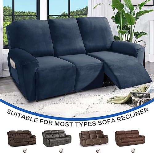 Vista 134 de MAXIJIN - Funda para sillón reclinable de terciopelo de 4 piezas, elástica, afelpada, gruesa y suave, con bolsillo lateral (camello)
