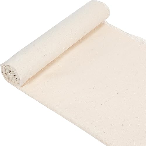 Tela de muselina de algodón de 63 x 40 pulgadas, tela de lino de muselina sin blanquear, telas de muselina de algodón natural beige para coser ropa,