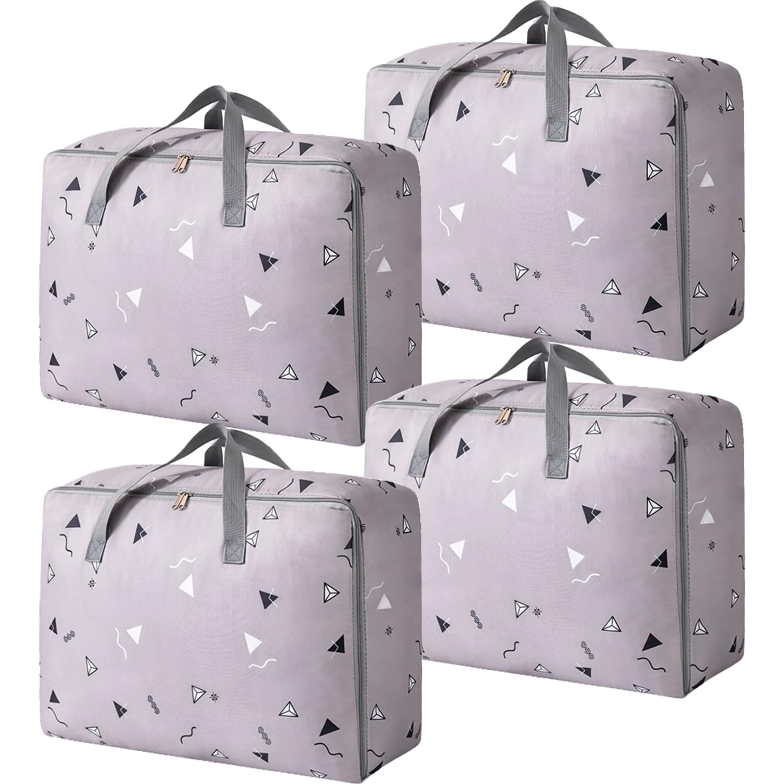 ASelected 4 Pack Large Heavy Duty Storage Boxes with Zips 105L Waterproof Oxford Cloth Moving Bags Laundry Bags for Underbed Clothes, Blankets, Pillows, Bedding (70x30x50 Cm)