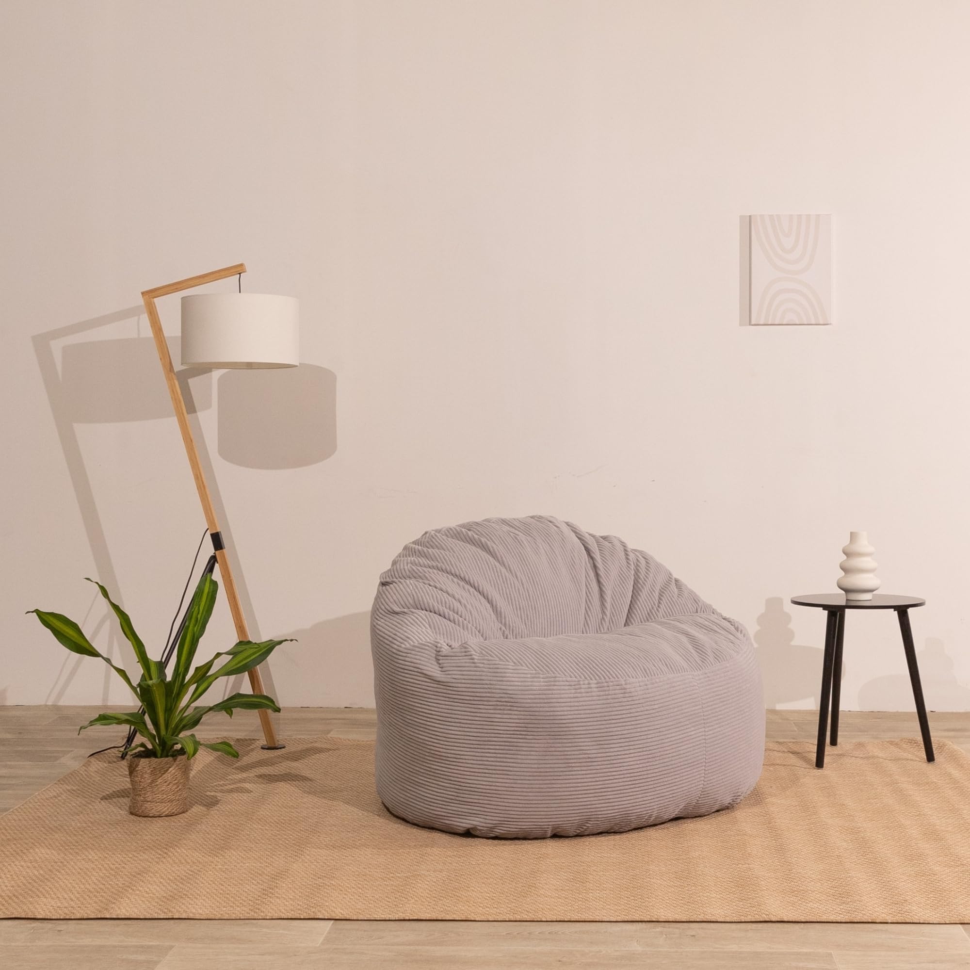 bananair - Zitzak van corduroy, breed, geribbeld voor volwassenen en kinderen, zacht, comfortabel en elegant, optimale ondersteuning, zitzak, XXL met vulling, Bean Bag (100 cm, lila lila