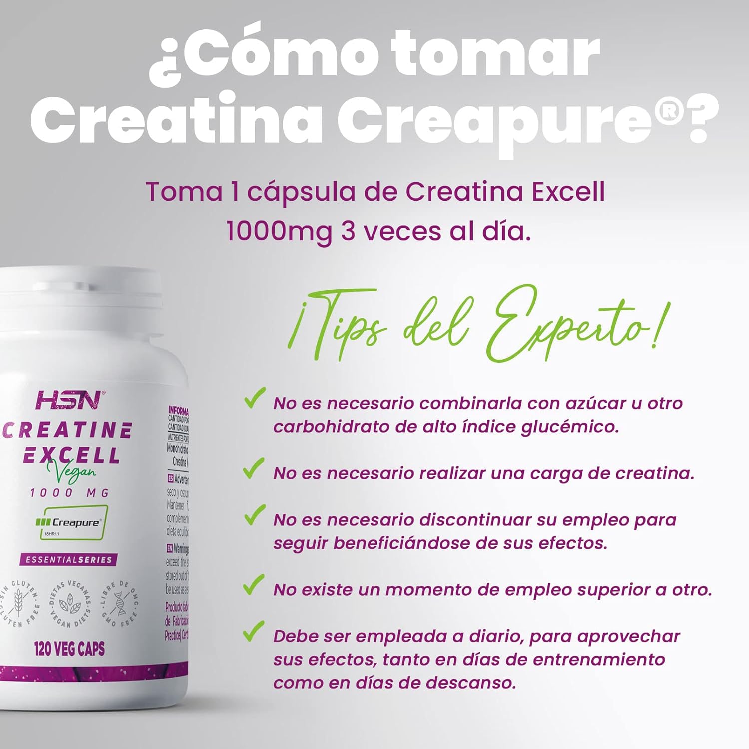 HSN Creatine CREAPURE Quality | 40 Servings of 3 Grams 100% Creapure | Guaranteed Quality Seal | Micronized Creatine Monohydrate | Non-GMO, Vegan, Gluten Free