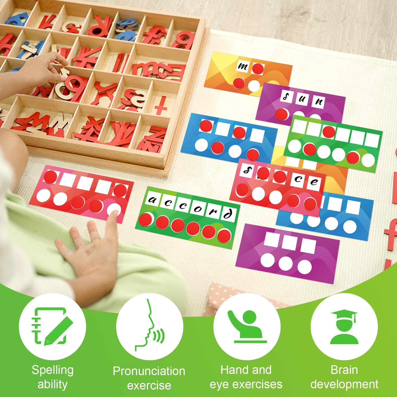 uyakhom 202 Pcs Sound Box Mats and Chips Phonemic Awareness Supplies Includes 100 Sound Box Mats 100 Plastic Chips 2 Markers Phonics Classroom Reading Games for Kindergarten Preschool Elementary - Image 5