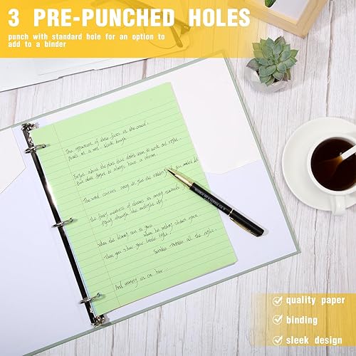 Miniatura 4 de PerKoop 600 hojas de papel de hojas sueltas de 8.5 x 11 pulgadas, papel de relleno de colores, paquete de 12 hojas rayadas universitarias con 3