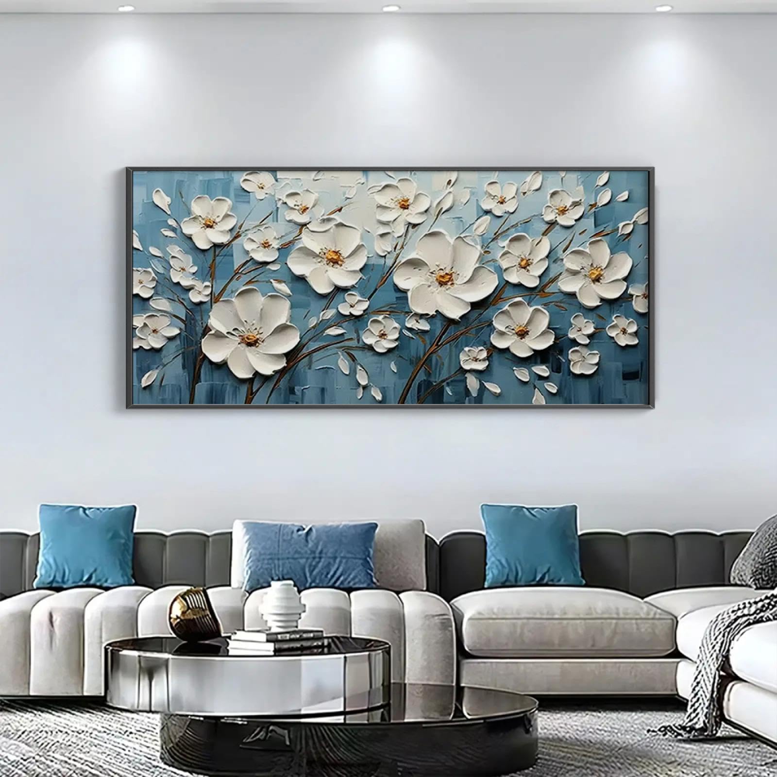 Tableau Abstrait Floral Moderne : Évocation de Poésie et Nature pour votre Salon
