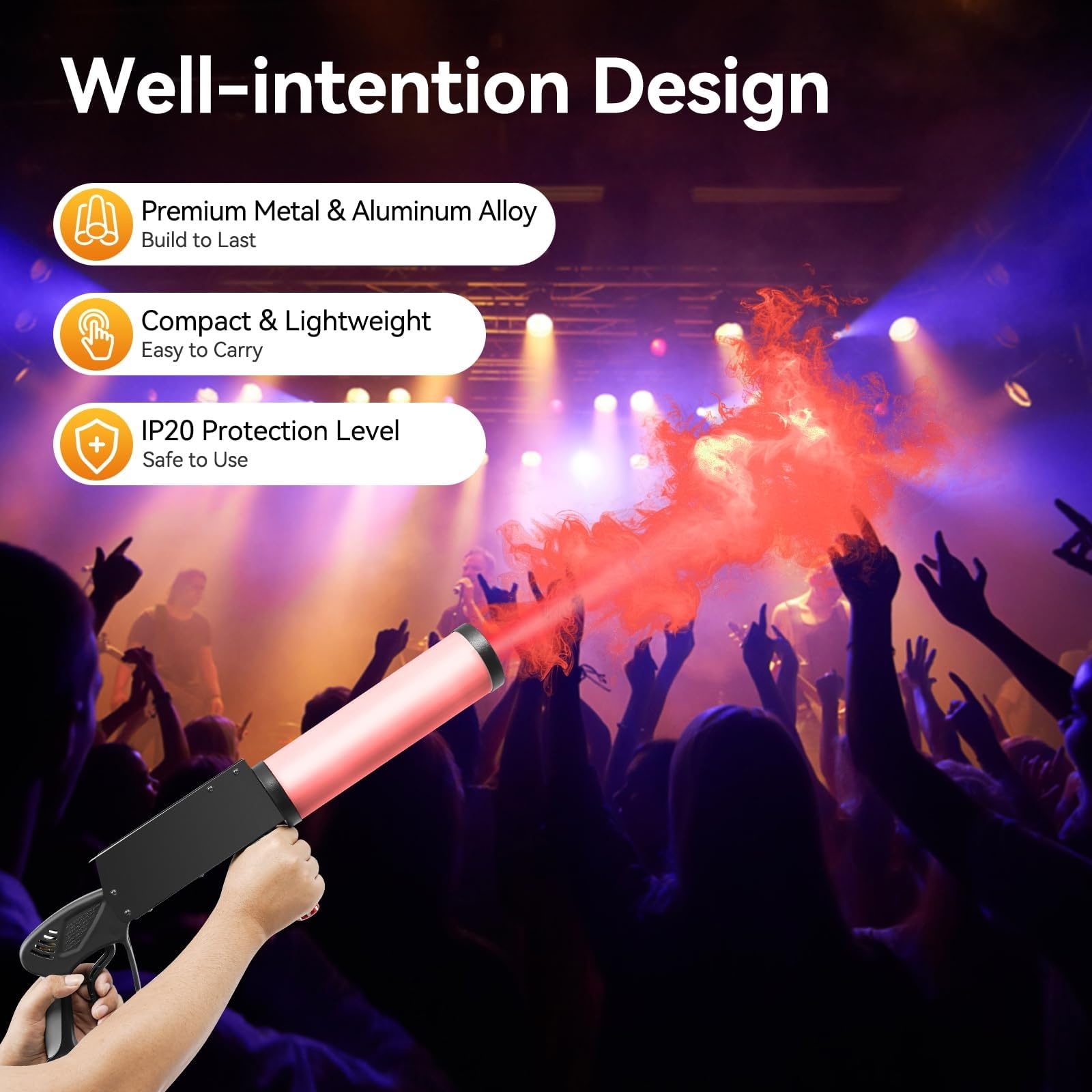 Máquina de humo de CO2, máquina de humo portátil con cañón y luces LED, ideal for bodas, fiestas de Halloween, efectos de escenario, Navidad y espectáculos de DJ.