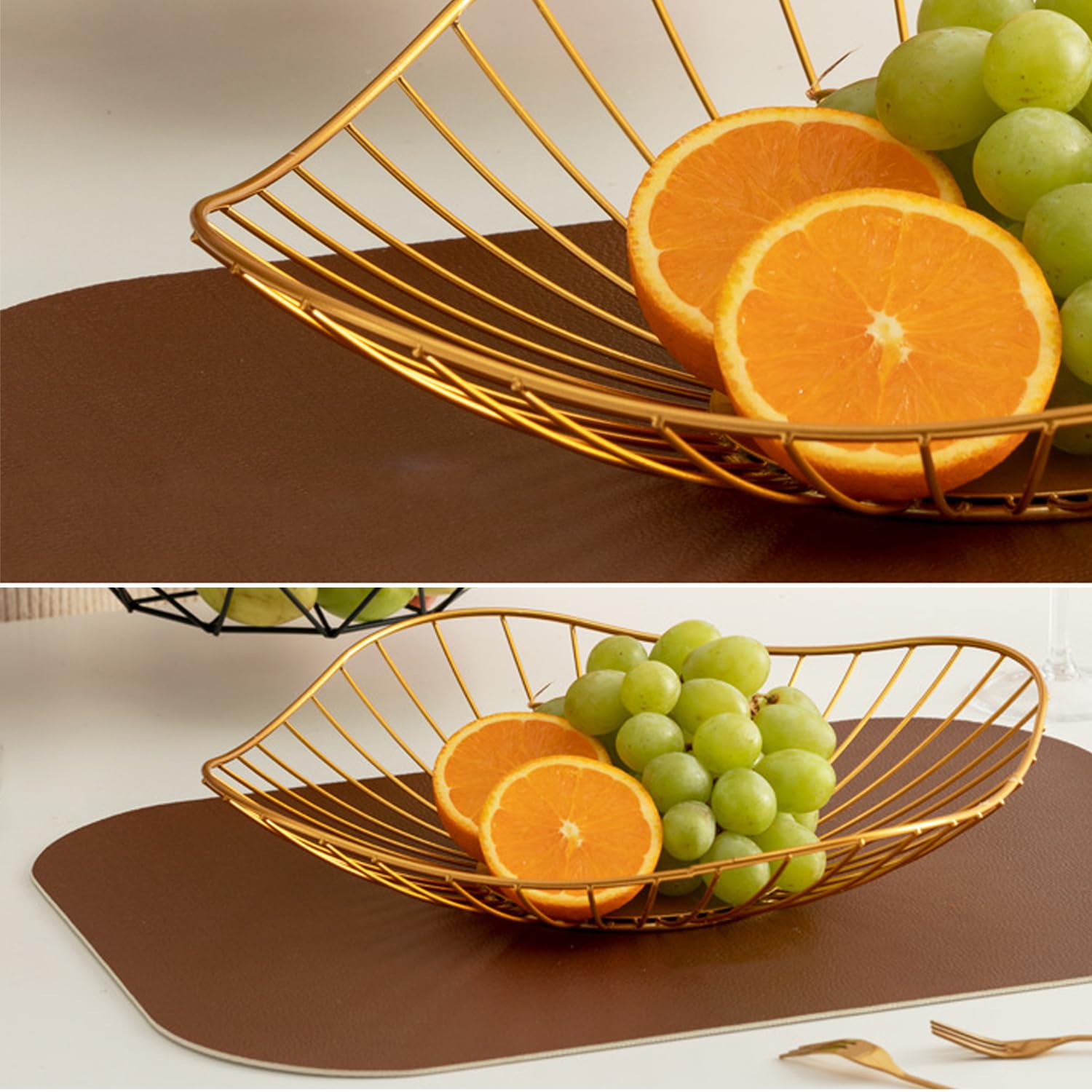 Cesto Porta Frutta In Metallo Vintage Oro - Design Creativo Con Base Antiscivolo, 27,5x11,5x7cm - Foto 6