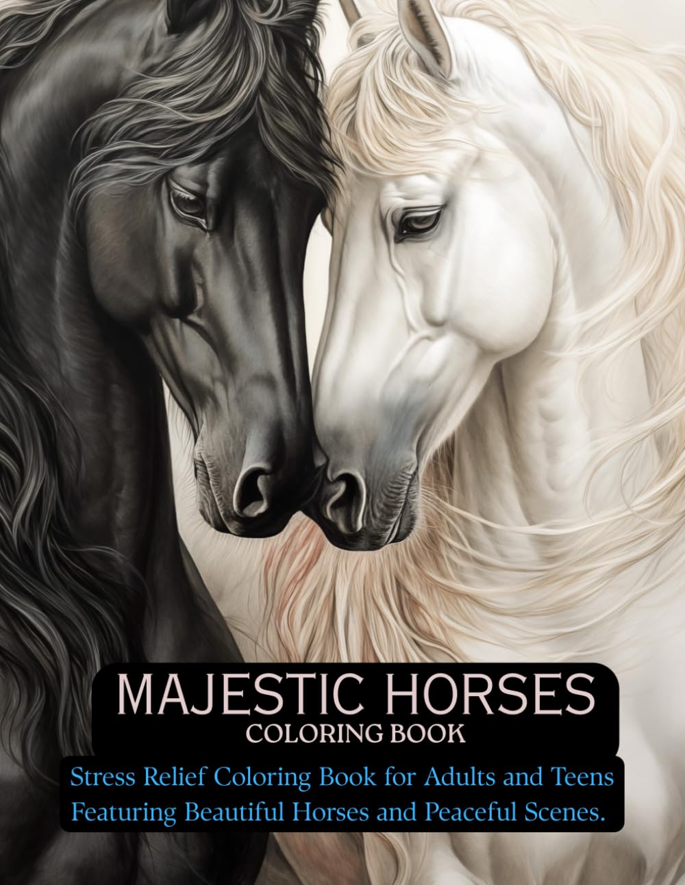 Majestic Horses Coloring Book: Stress Relief Coloring Book for Adults and Teens Featuring Beautiful Horses and Peaceful Scenes
