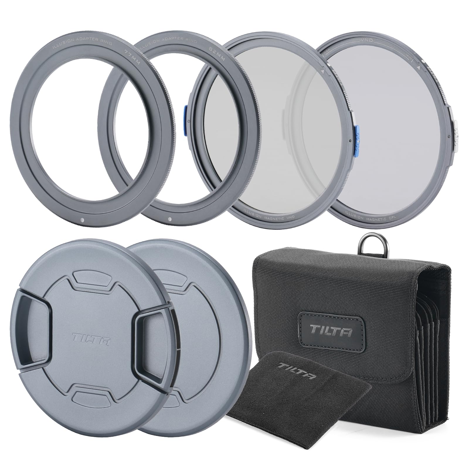 Tilta Kit Creatore di Filtri Magnetici Illusion, Filtro Polarizzatore Circolare con Adattatore VND, Anelli Adattatori da 77 mm/82 mm, Coperture Protettive TF-MFK-A