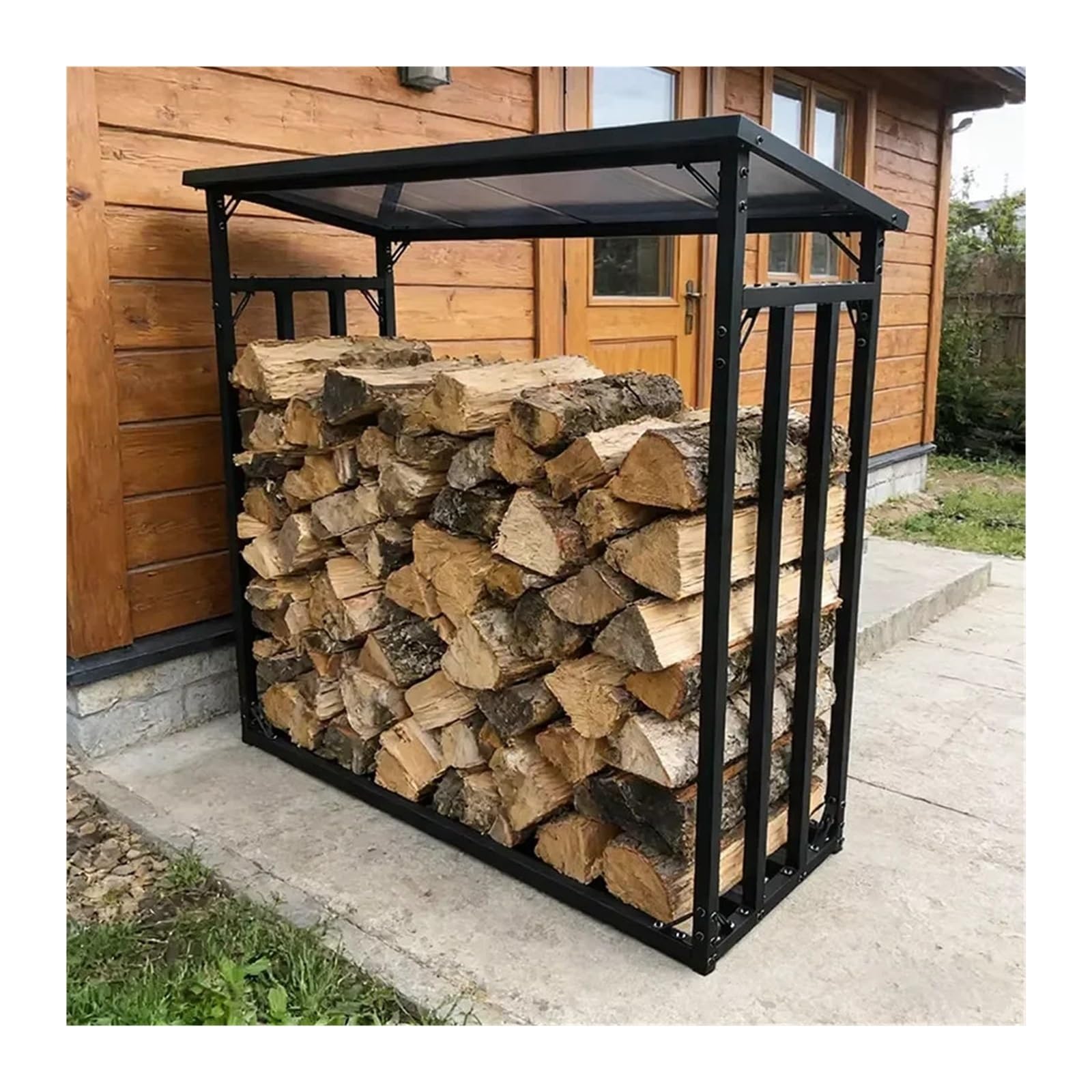 Portalegna Da Esterno Portalegna da ardere for patio esterno | Supporto in legno resistente alle intemperie for rack di stoccaggio in acciaio ad alto carico