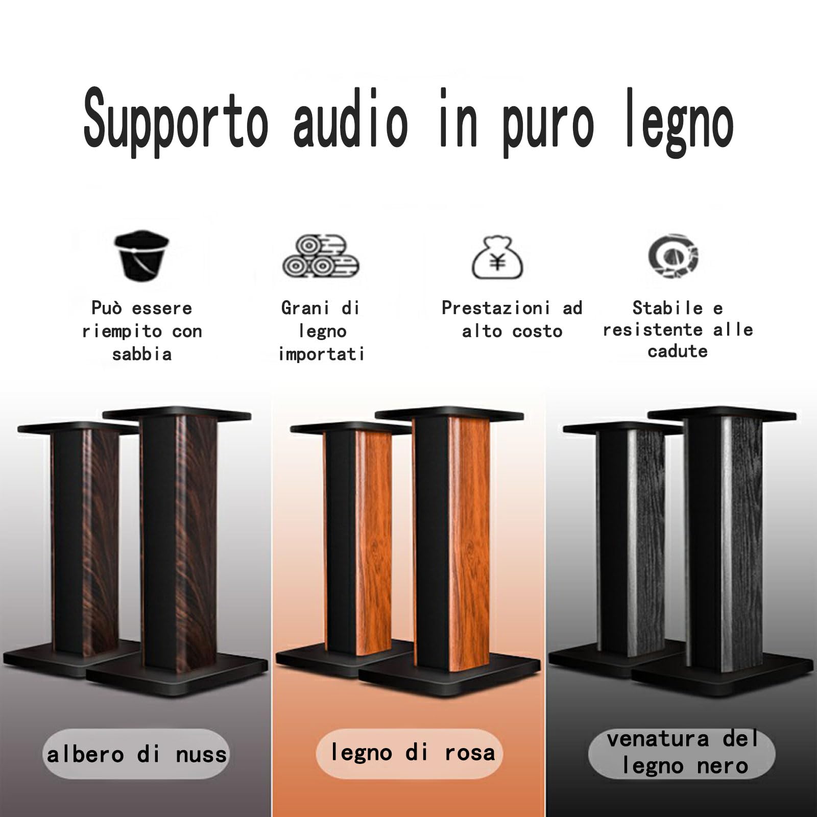 Supporti Universali per Diffusori in Legno Supporti Universali da Pavimento per Diffusori Satellite E Diffusori da Scaffale Supporti per Diffusori 1 Coppia per Sistema Audio Surround, Home Cinema