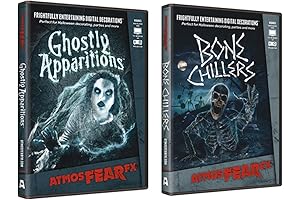 AtmosFear FX Ghostly Apparitions & Bone Chillers DVD Super Combo for Virtual Halloween Window Projection