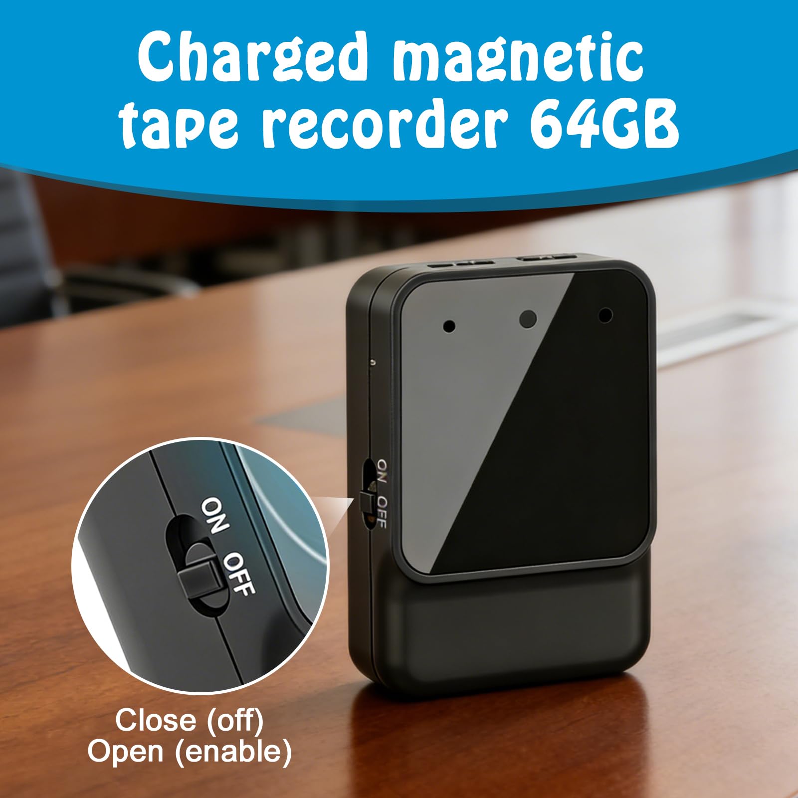 Registratore vocale da 64 GB, mini dispositivo di ascolto spia con cancellazione del rumore, registratore vocale One Touch, registratore vocale ricaricabile, USB, spionaggio con cuffie per interviste