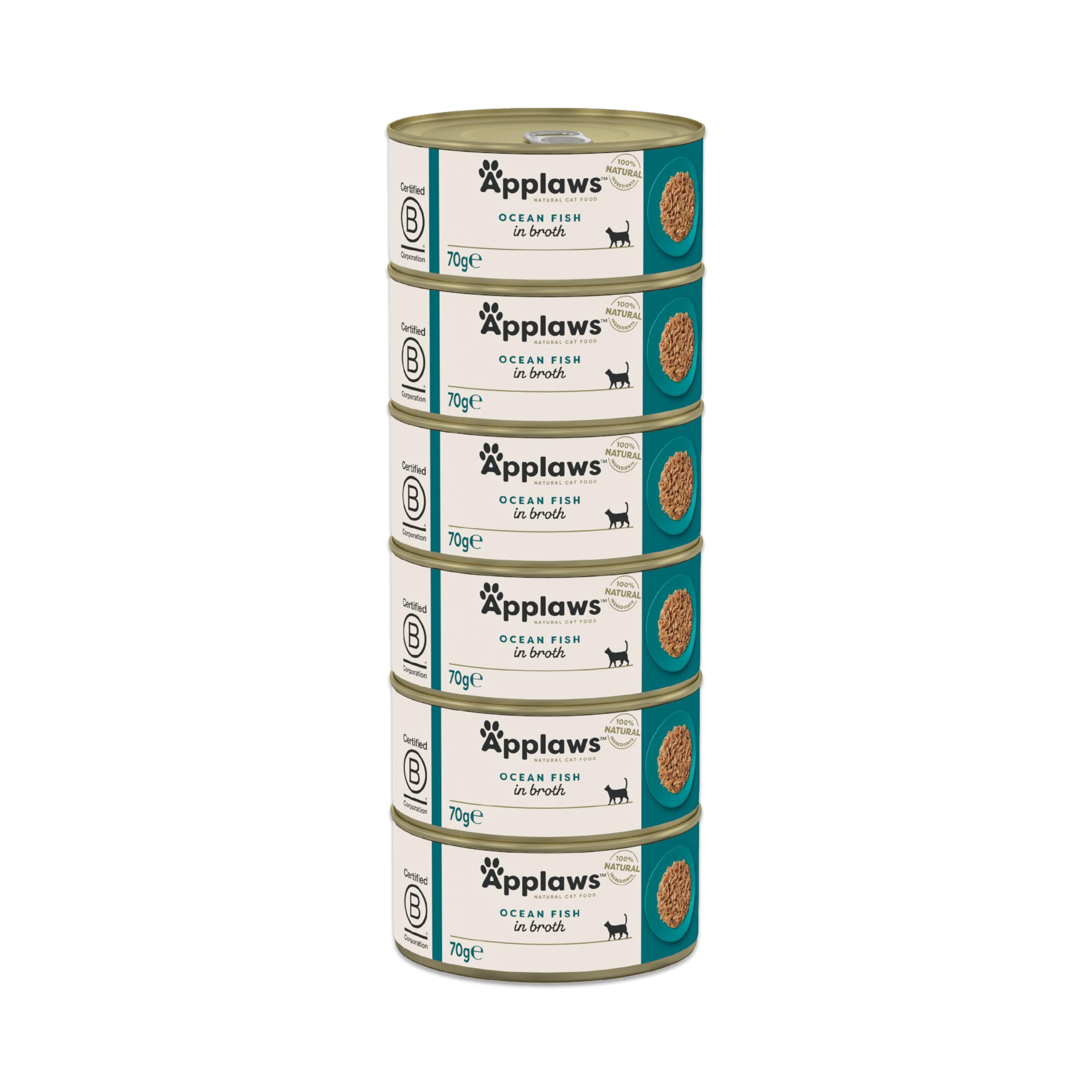Applaws 100% Natural Wet Cat Food, Ocean Fish, 70g Tins Pack of 6