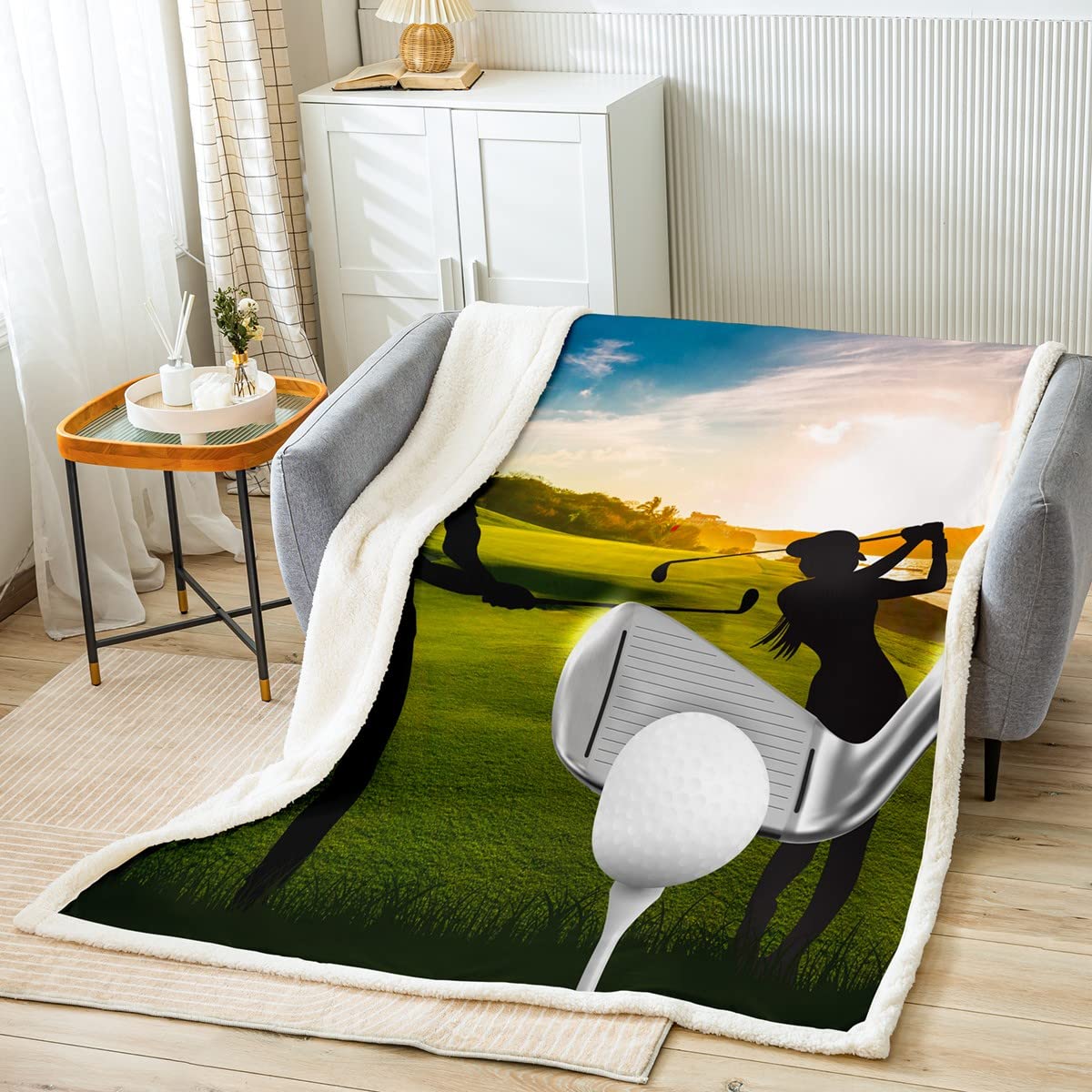 Amazon.com: Castle Fairy Sports Golf Game Plush Blanket,Sportsman  Silhouette Bed Blanket Home Decor Gift,Green Grass Field Modern Style Fuzzy  Blanket Office Chair, X Size (40 x 50 Inches) : Home u0026 Kitchen