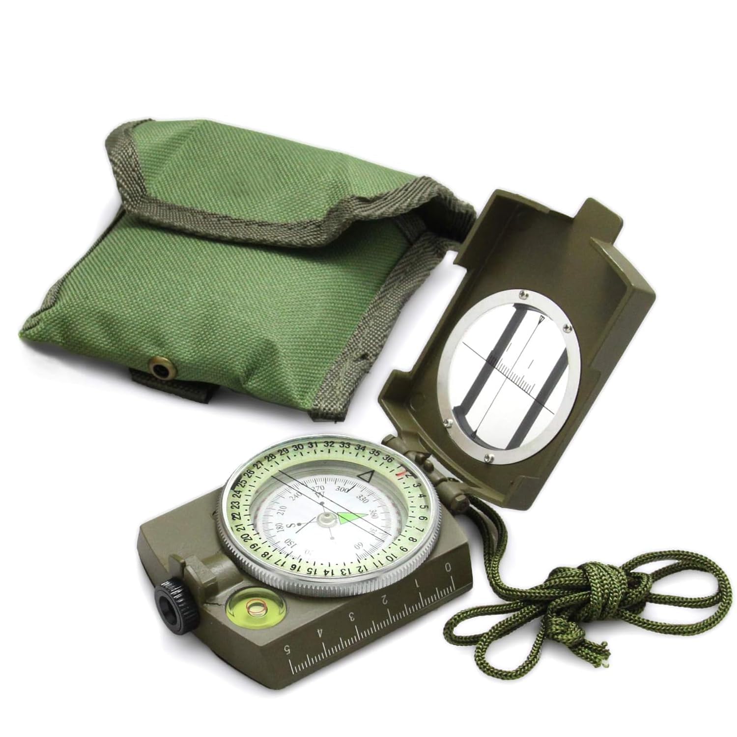Eis Direction Compass Portable Camping Compass MilitaryArmy Multifunctional Tactical Survival Military Compass with Lanyard & Pouch/Waterproof & Impact Resistant/Lensatic Sighting Compass for Hiking