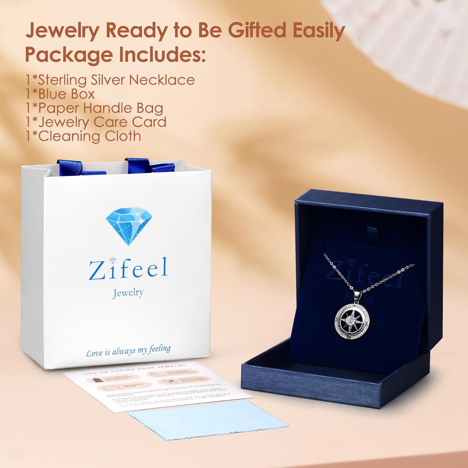 Compass Necklace Gifts for Women wife - S925 Sterling Silver Birthstone Necklaces for Women - Anniversary Birthday Gifts for Her Wife Girlfriend - Valentines Mom Mothers Day Christmas Gifts Jewelry for Women - Image 6