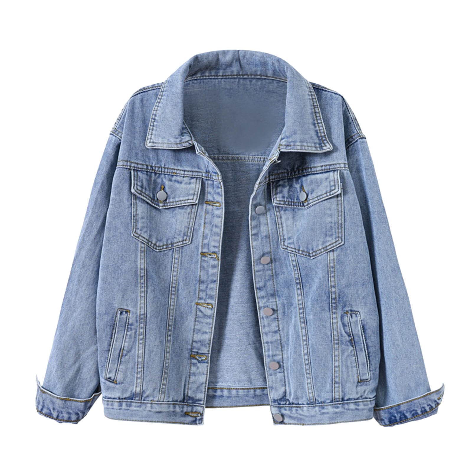 Chaquetas Vaqueras De Mujer, Abrigo Vaquero Mujer Básica Cazadora Vaquera Algodón con Botones Y Manga Larga Chaqueta De Mujer Top Cazadora Mujer Entretiempo Chaqueton Mujer para Otoño Y Entretiempo