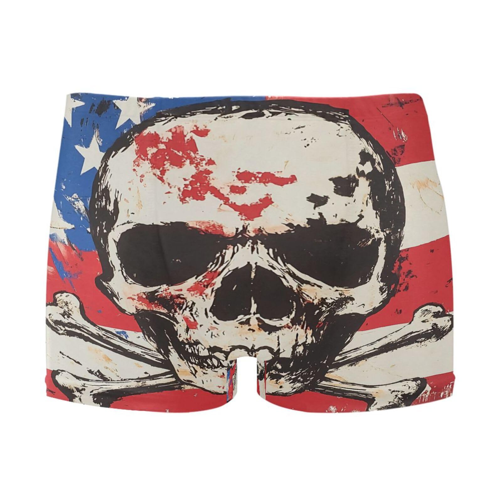 UMIRIKO Pirate Skull American Flag Mens Swim Trunks Swimwear Bathing Suit Swim Brief Square Leg Board Short S-3XL 202c0957