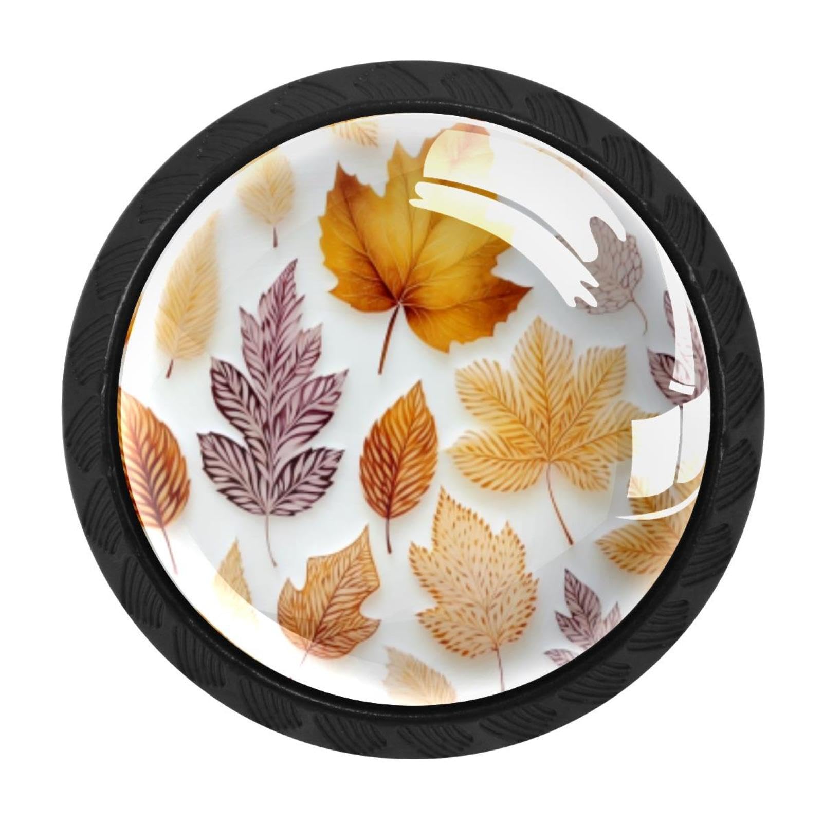 CHENZZZZ 4 Pack Cabinet Handles Black Thanksgiving Leaves Cabinet Knobs Draw