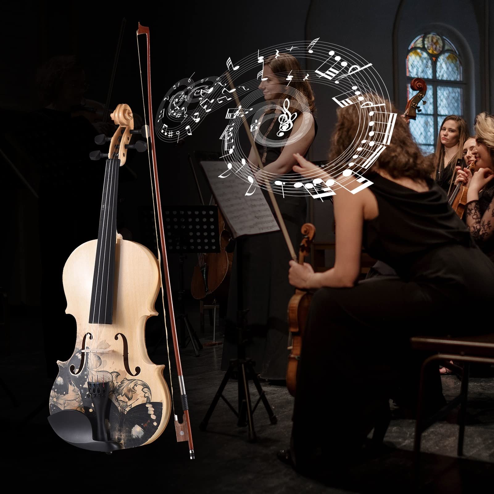 Violini per Studenti 4/4 Violino Acustico Topboard In Tiglio Tavola Posteriore Laterale Acero Scroll Con Custodia Per Il Trasporto Arco Per Studenti Professionale Violino
