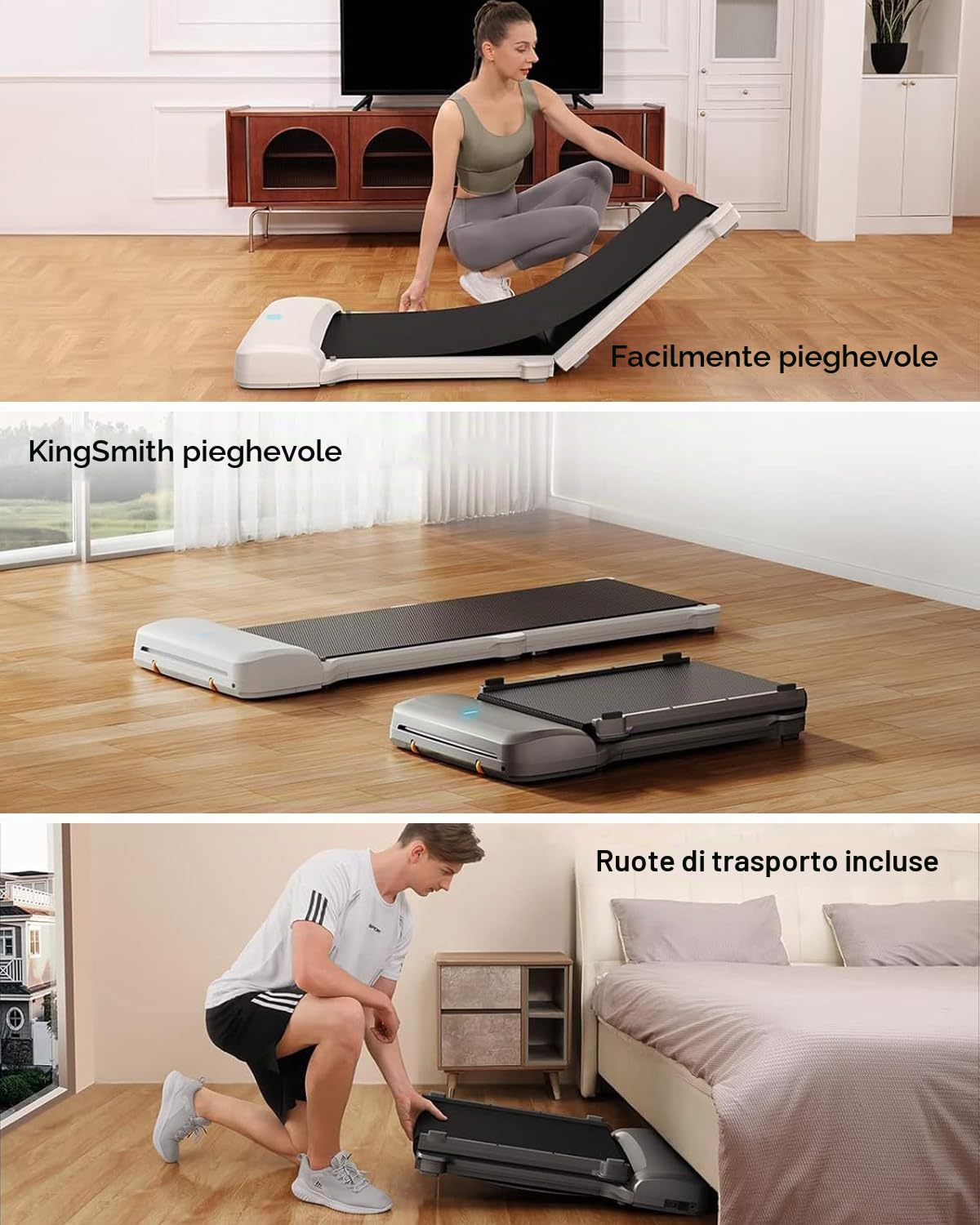 WalkingPad Tapis Roulant C1 Sotto Scrivania per Casa e Ufficio, Tappetino da Passeggio Ultra Sottile Pieghevole con Telecomando e Controllo App, 6 km/h, Nessun Montaggio