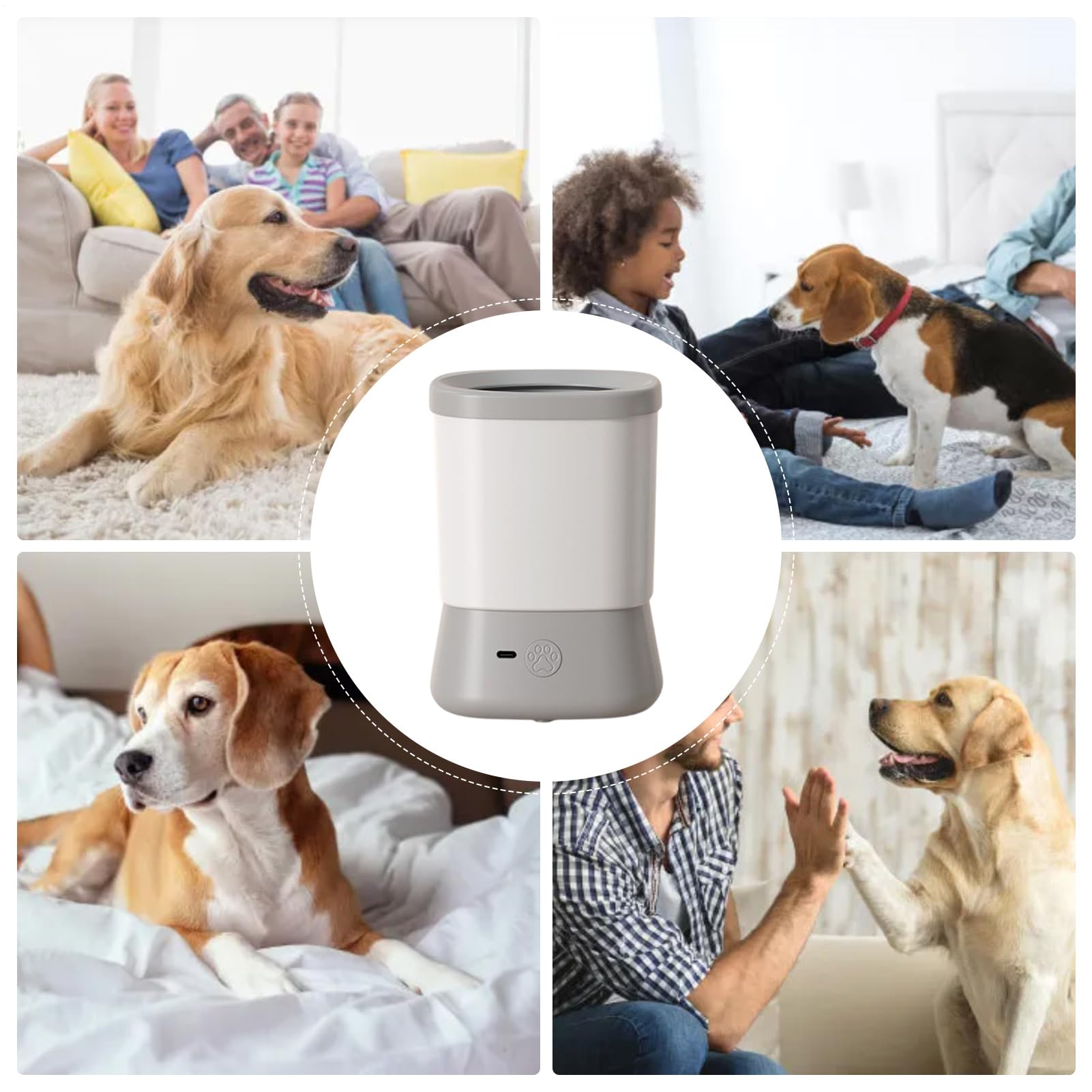 Lavazampe per Cani Pulitore Automatico Zampe Cane | Design Antischizzi 2 Velocità Toelettatura Igiene per Bagno Viaggi Escursioni Campeggio