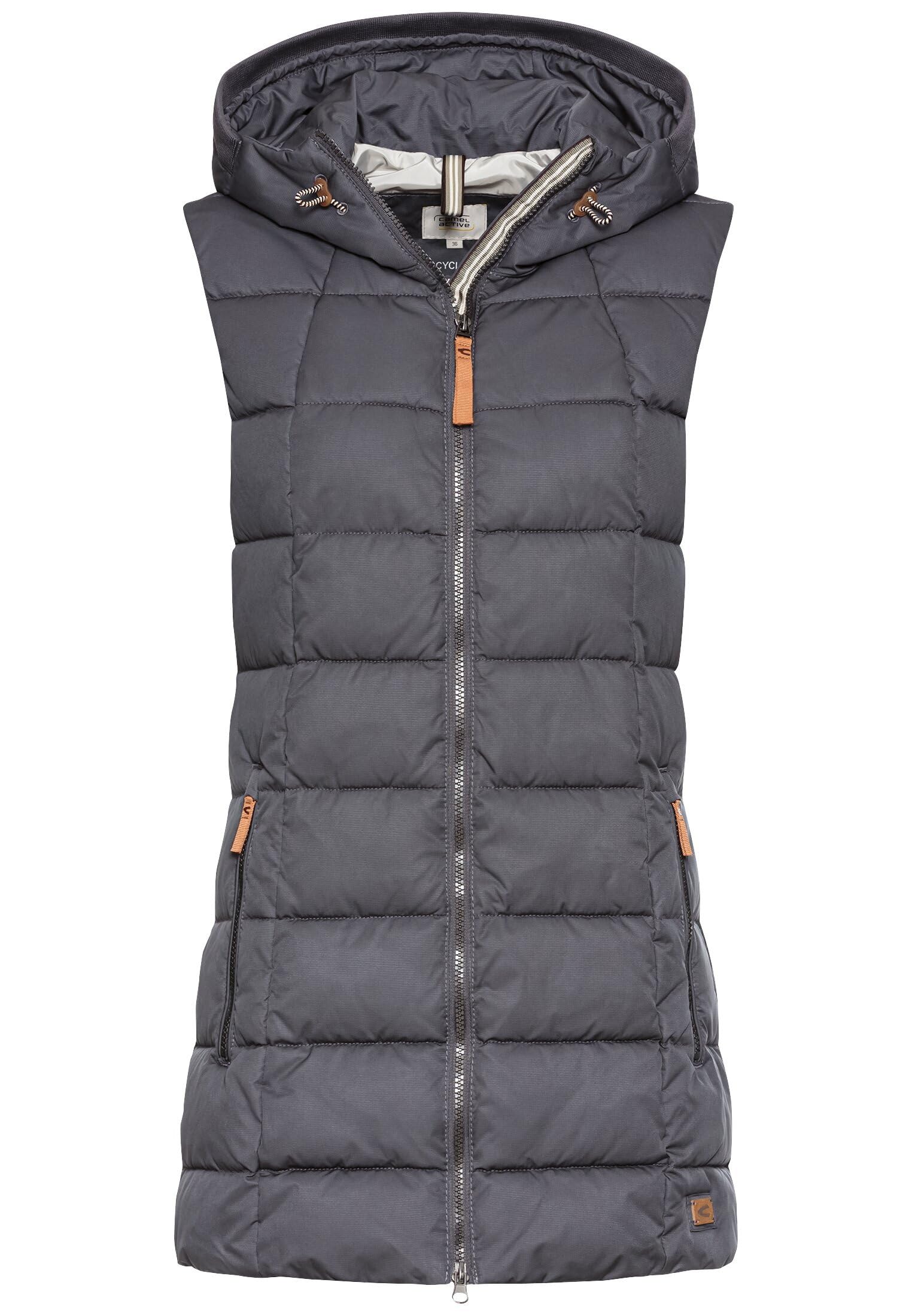camel active Damen Lange Weste mit Kapuze