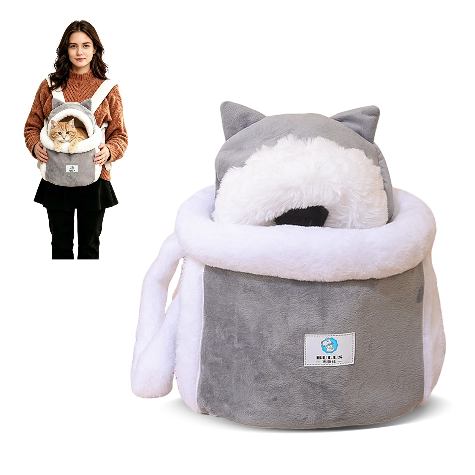 PETCUTE Sac à Dos de Transport pour Chat, Sac à Dos de Transport pour Petit Chien avec Doubles Poches,Sac à Dos de Voyage pour Chat,Sac de Transport Chaud et Respirant pour Animaux de Compagnie