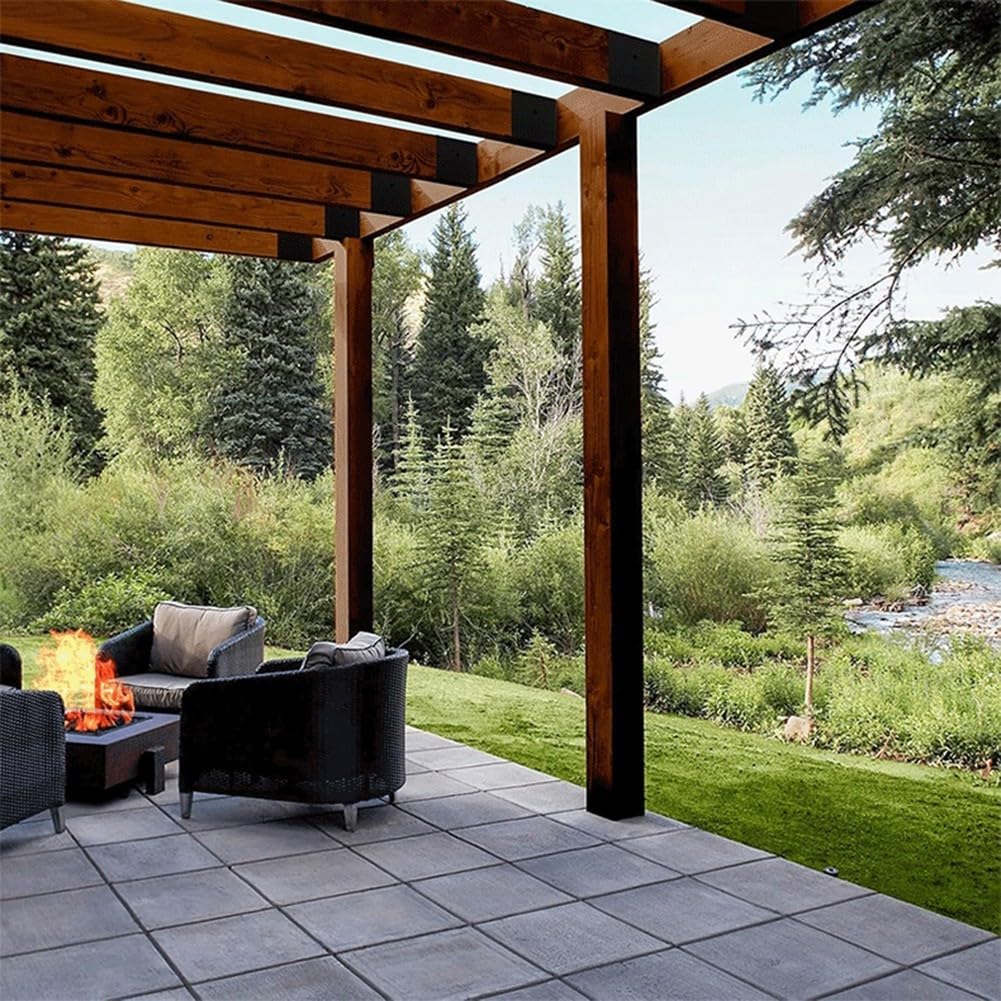 Confezione da 4 staffe per pergola in acciaio al carbonio nero per montaggio su pali in legno 2 x 4 e supporto per ringhiera, kit di connettori resistenti per progetti di costruzione di