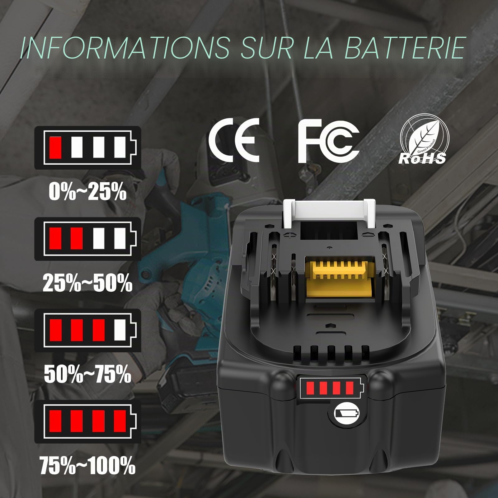 2 x 10000mAh/10,0 Ah Compatible pour Makita Batteries 18V