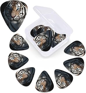 Animal tiger print Guitar Picks 12 Pack Personalized Guitar Picks with Storage Box Guitar Accessories for Ukulele Electric Acoustic Guitars Bass